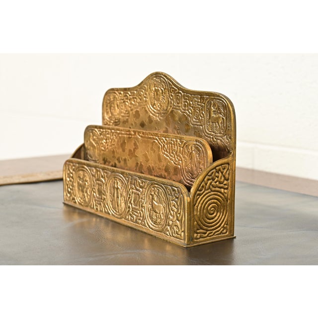 Tiffany Studios New York Zodiac Pattern Bronze Doré Letter Rack For Sale - Image 17 of 17