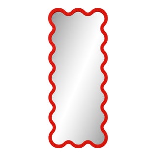 Large Organic Wall Mirror With Sculptural Red Wavy Frame Hvyli 16 by Oitoproducts For Sale