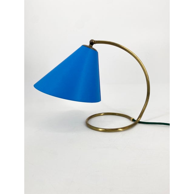 Table Lamp * Beautiful organically shaped brass base * Rewired with a lovely matching fabric cable * Beautiful new funnel-...