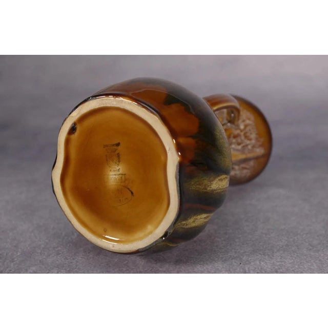 Ceramic Vase with 2 Hand-Painted Handles Sarreguemines Hawaiian Decor, 1970s For Sale - Image 9 of 11