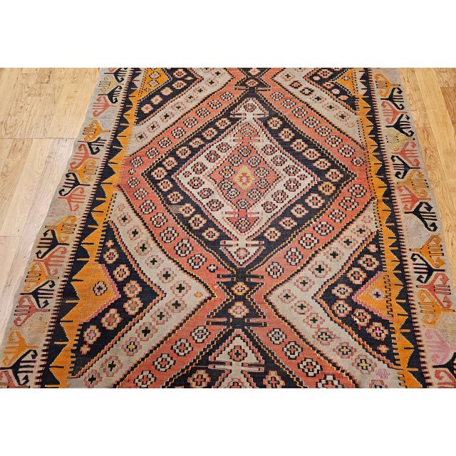 Vintage Turkish Kilim Wide Runner, Handwoven Wool, Medallion Pattern, 6x13 For Sale - Image 10 of 16