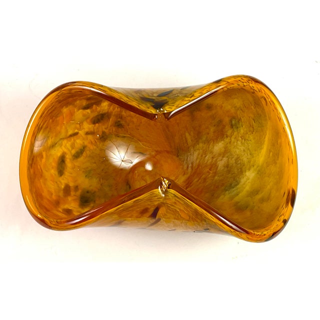 1990s Murano-Amber and Black Spotted Glass Bowl For Sale - Image 5 of 7