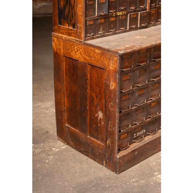 Antique Monumental Industrial Hardware & Parts Cabinet For Sale In Chicago - Image 6 of 11