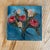 2020s Small Contemporary Roses With Gold Accents & Teal Background, Painted on Linen Style Canvas by American Artist Kristin Ashman. “Golden Teal.” For Sale - Image 5 of 9