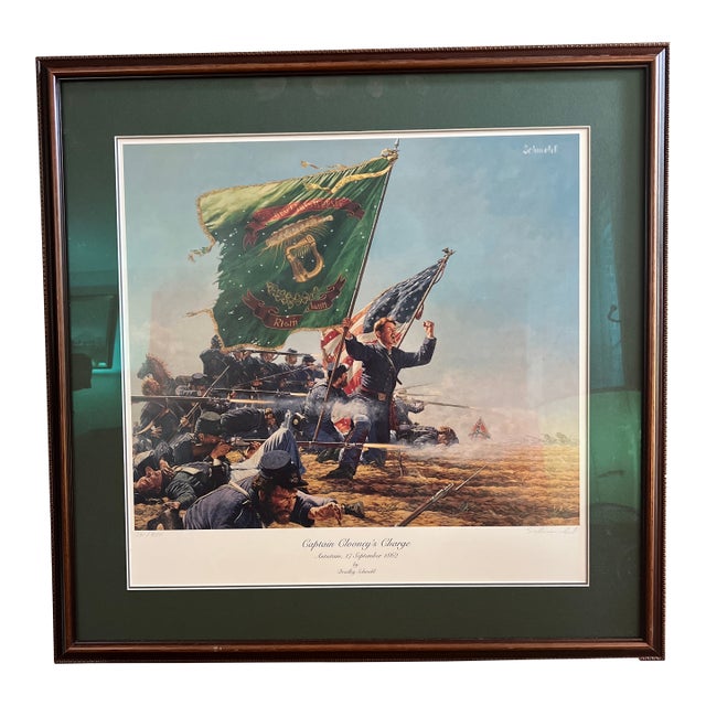 1970 Original Print Signed Numbered Framed by American Artist Bradley Schmeht Titled Captain Clooney’s Charge For Sale