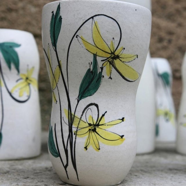 Floral Decor Ceramic Orangeade and Coffee Set, France, 1950s, Set of 7 For Sale - Image 9 of 11