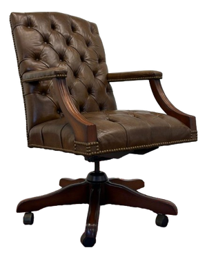 English Chesterfield Office Chair in Brown