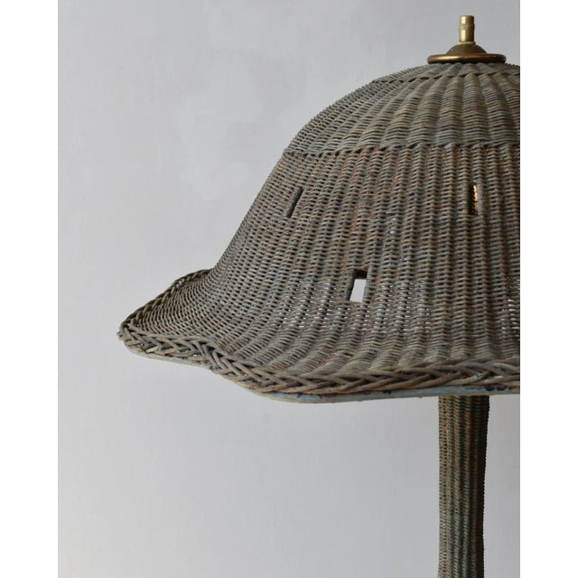 Gray Antique Large-Scale Painted Wicker Mushroom Style Floor Lamp, Circa 1910s-20s For Sale - Image 8 of 18