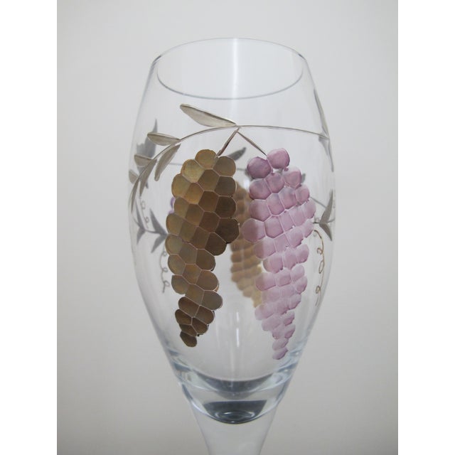 Early 20th Century Royal Danube Romanian Crystal Bacchus Etched Grape Leaves Wine Glass For Sale - Image 5 of 6