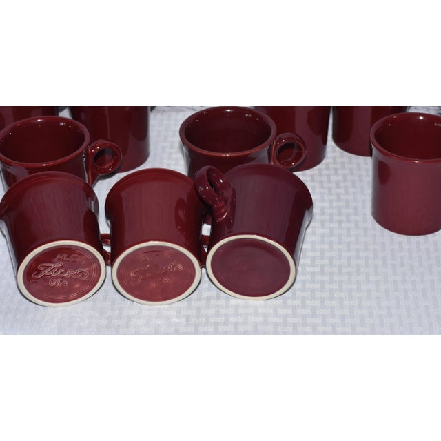 HLC Fiesta Usa Homer Laughlin Cinnabar Maroon O Ring Handle Coffee Mug Usa 10oz For Sale - Image 9 of 10