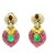 Luxurious vintage circa 1980 drop earrings crafted in 18K yellow gold, featuring a rich combination of rubies, emeralds...