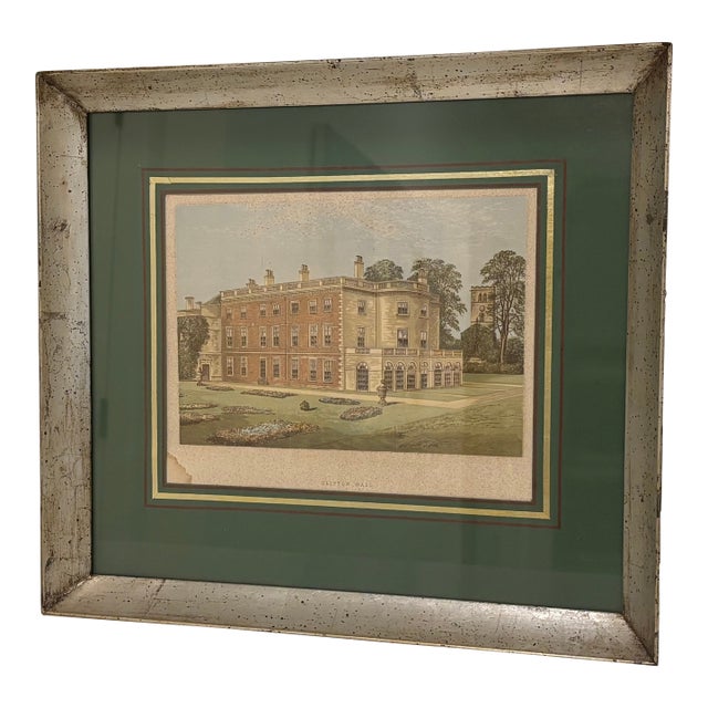 Late 19th Century Framed Original English Antique Print - View of Clifton Hall For Sale
