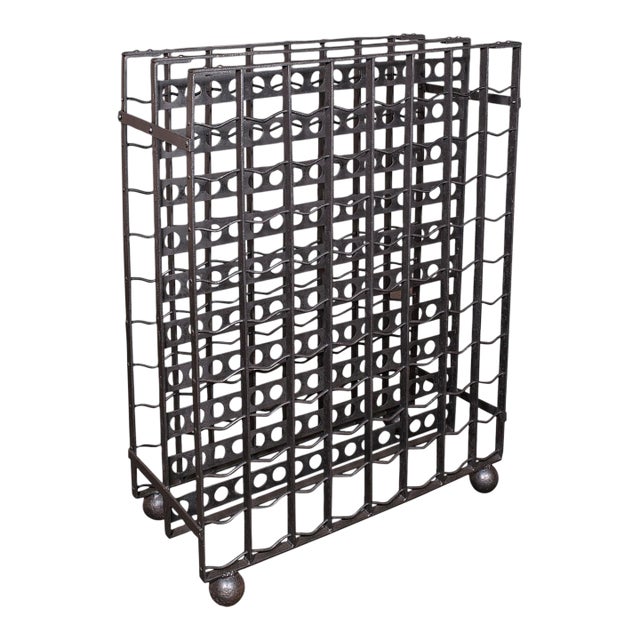 Large Antique 160 Bottle Chateau Wine Rack, French Iron, Cellar Stand, Victorian For Sale