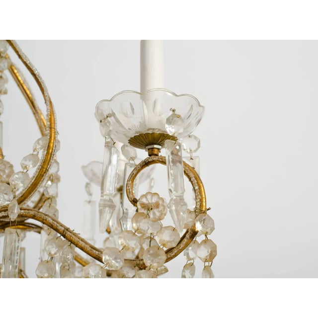 Brass Large Beaded Italian Six-Arm Chandelier For Sale - Image 8 of 10