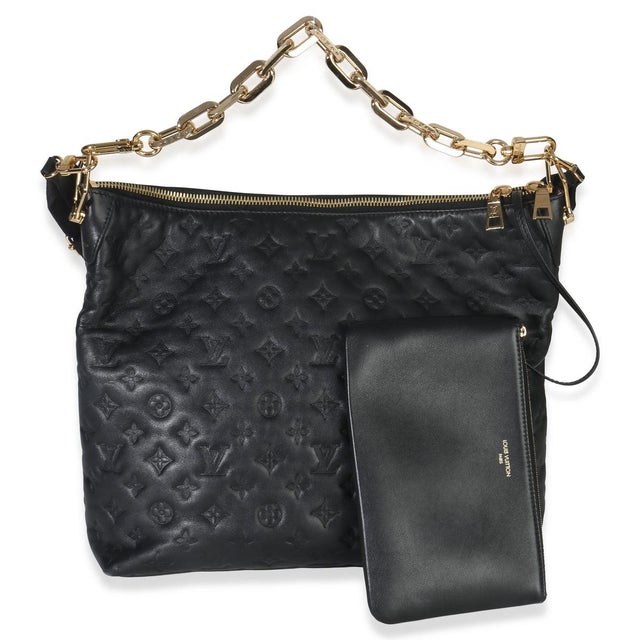 2020s Black Monogram Embossed Lambskin Coussin MM Hobo For Sale - Image 5 of 6