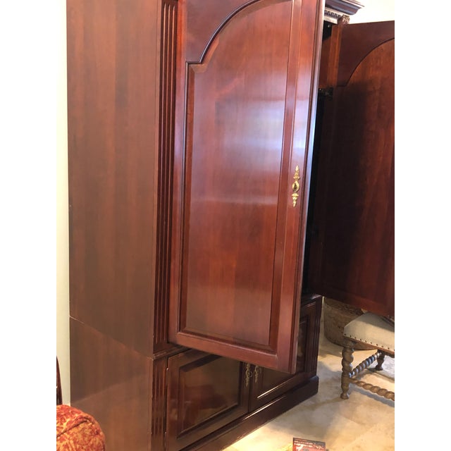 Ruby Red 1990s Ethan Allen Georgian Court Cherry Tv Entertainment Cabinet For Sale - Image 8 of 11