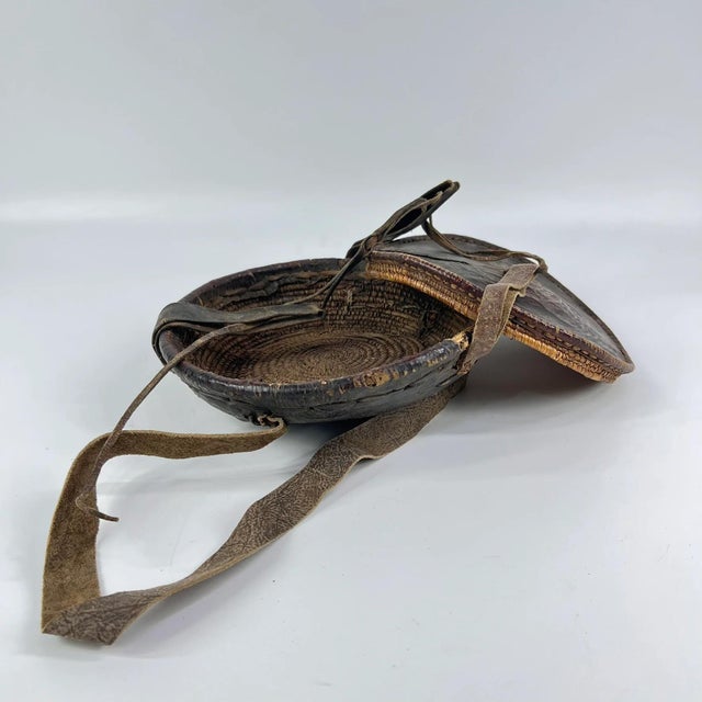 Brown Early 20th Century Mesob Lidded Leather Wrapped Lunch Basket Ethiopia For Sale - Image 8 of 11
