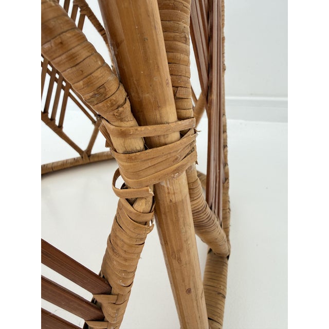 Hexagonal Rattan Stools in Geometric, Woven Lattice Design, 1970s, Set of 4 For Sale - Image 10 of 12