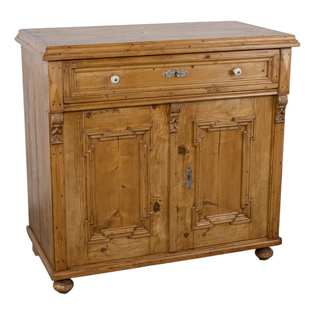 Antique Waxed Stripped Pine Dresser Base Cabinet, Late 19th Century For Sale