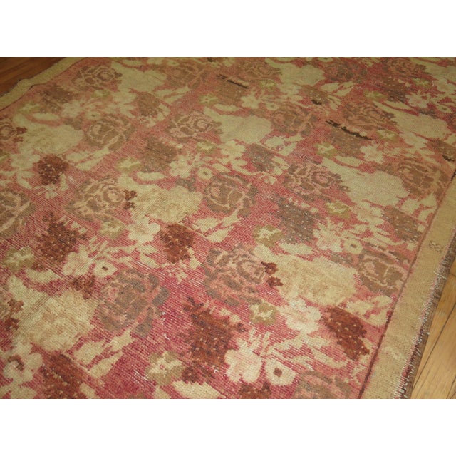 Vintage Zabihi Collection Pink Floral Karabagh Rug - 4'6" x 7'8" For Sale - Image 4 of 7