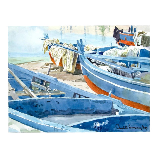 Michele Cascarano, Boats, 2010s, Original Watercolor For Sale