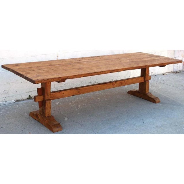 This trestle table is made from recycled antique Nordic Heart Pine. The table shown here is 10' long 3.5' wide but we can...