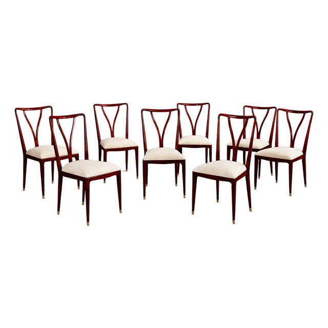 Set of Eight Sculptural Dining Chairs in Rosewood by Giuseppe Scapinelli, Brazil, C. 1950s For Sale