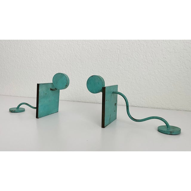 Late 20th Century Postmodern Verdigris Bookends - A Pair For Sale - Image 5 of 10