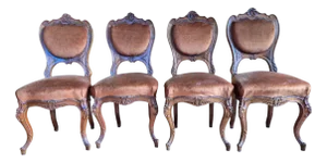 Antique Rococo Revival Chairs, 1800s, Set of 4