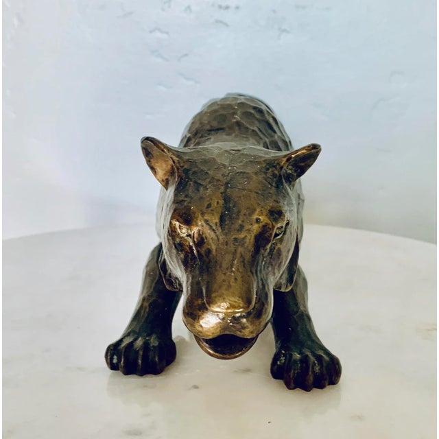 Figurative Large 1960s Vintage Bronze Metal Panther / Cheetah Figure For Sale - Image 3 of 11