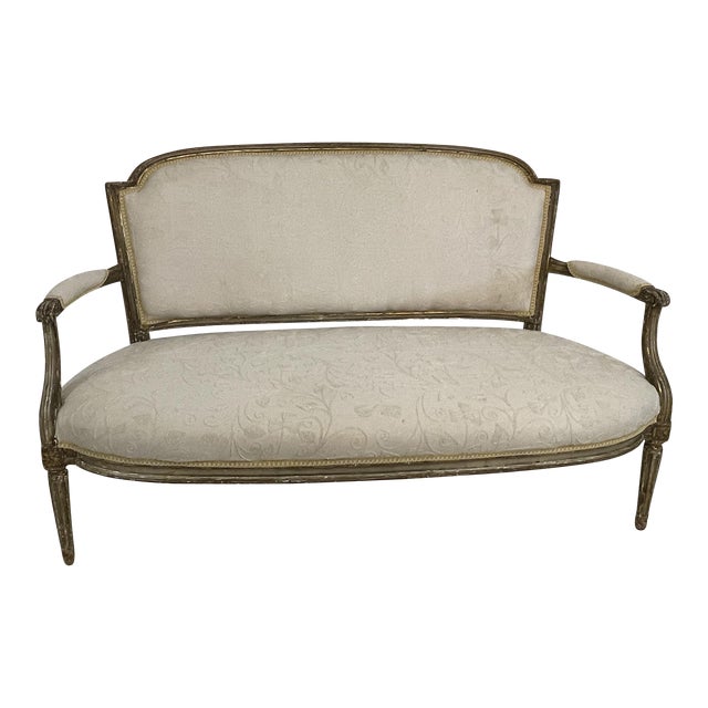 19th Century Louis XVI Style Giltwood Settee For Sale