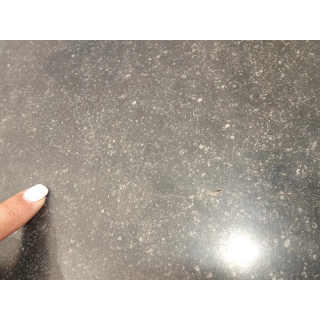 Black Antique French Victorian Ornate Sideboard Cabinet Entry Table Black Granite Top For Sale - Image 8 of 13