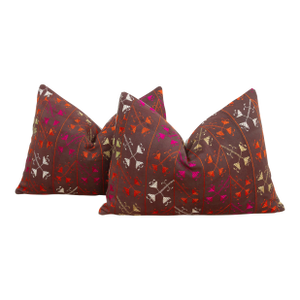Sangrur Symmetry, Antique Phulkari Lumbar Pillow Covers