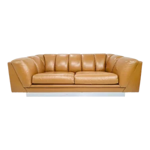 1970s Channeled Leather Sofa by Metropolitan