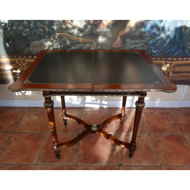 Antique Louis XVI French Walnut and Mahogany Games Table, 1920 For Sale - Image 3 of 18