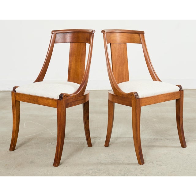 Early 20th Century Set Six French Art Deco Gondola Dining Chairs For Sale - Image 5 of 18