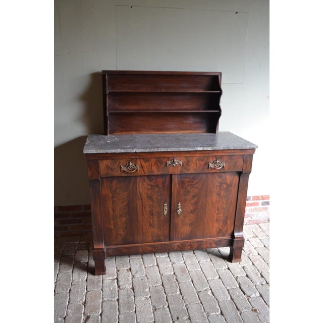 Early 19th Century Empire Mahogany Folding Buffet with Marble Top For Sale - Image 5 of 9