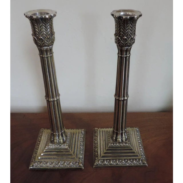 Metal Early 19th Century Georgian Old Sheffield Silver on Copper Tall Candlesticks - A Pair For Sale - Image 7 of 11