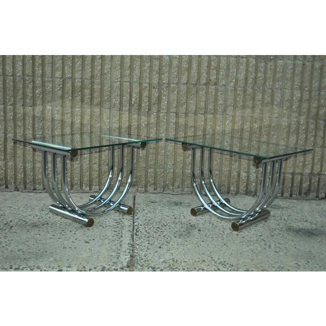 Vintage Mid Century Modern Romeo Rega Style Chrome Arch Side End Tables - A Pair For Sale - Image 10 of 12