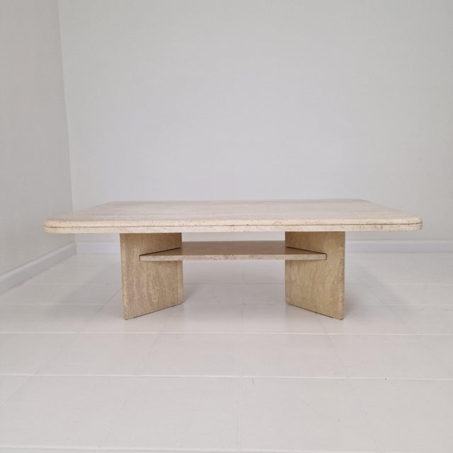 Rectangular Travertine Coffee or Side Table, Italy, 1980s For Sale - Image 10 of 16