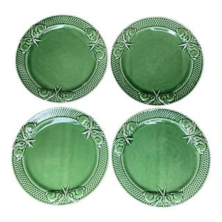 Bordallo Pinheiro Bunny Rabbit 4 Dinner Plates Majolica Portugal Late 20th Century For Sale