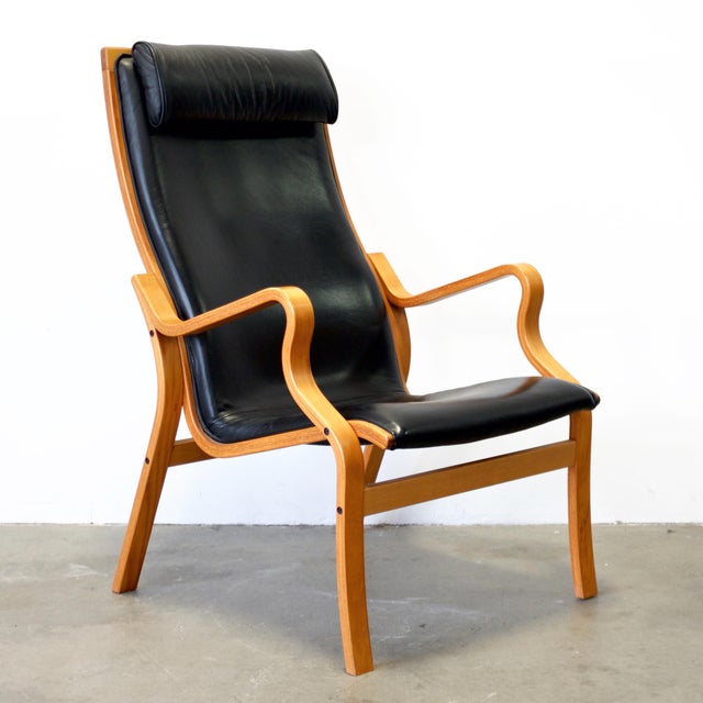 Mid-Century Modern 1960s Attributed to Skovby Møbelfabrik "Bern" Bentwood Beech Armchair With Leather Upholstery For Sale - Image 3 of 8
