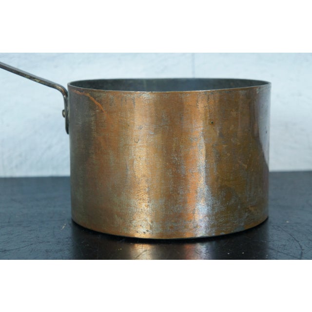 Metal Antique French Country Farmhouse Copper Sauce Saute Pan Cook Pot For Sale - Image 7 of 13