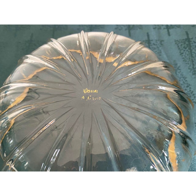 A delicate Daum crystal set comprising a large bowl and its accompanying plate/serving dish. Ducal pattern, decorated with...