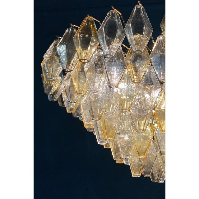Large Amber and Grey Poliedri Murano Glass Chandelier For Sale - Image 13 of 14