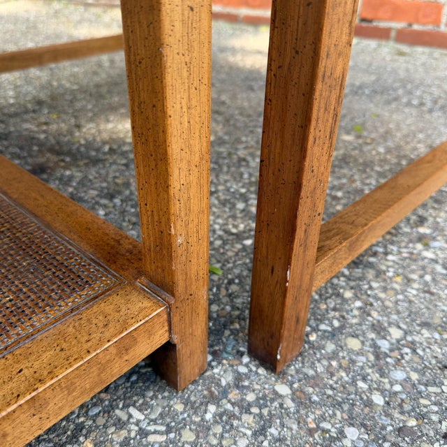 Mid Century Modern Nesting Side Tables With Cane Shelves For Sale - Image 11 of 12