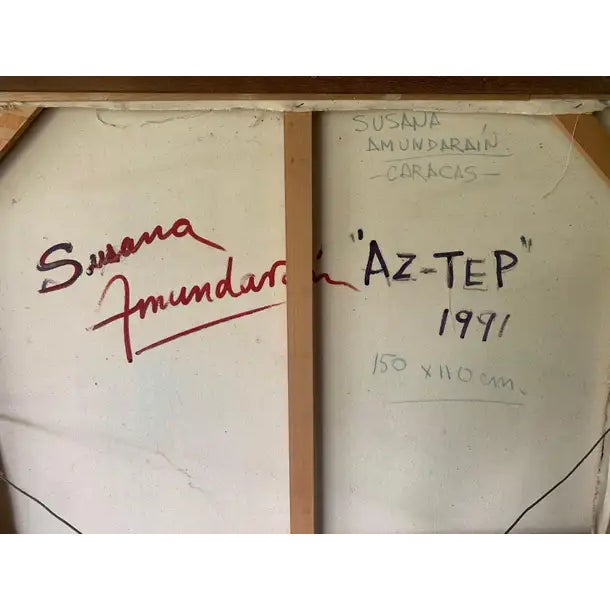 1990s Abstract Painting "Az-Tep" by Venezuelan Artist Susana Amundarain For Sale - Image 4 of 5