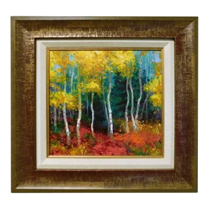 Eric Wallis "Aspen II" Original Expressionist Forest Landscape Oil Painting on Canvas