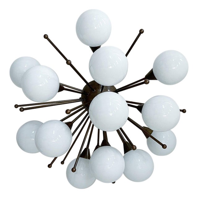 21st Century Mezzo Bronze Glossy White Murano Flush Mount by Fabio LTD For Sale