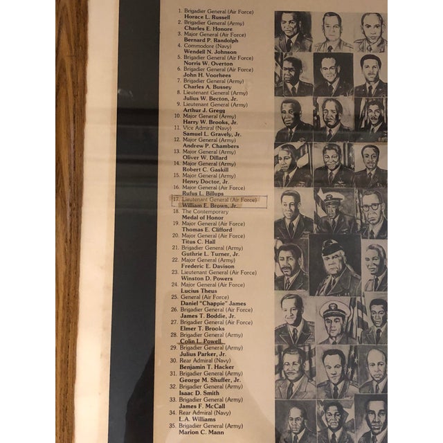 Wood 1980s Framed "Black American Generals & Admirals" Educational Art Poster For Sale - Image 7 of 10